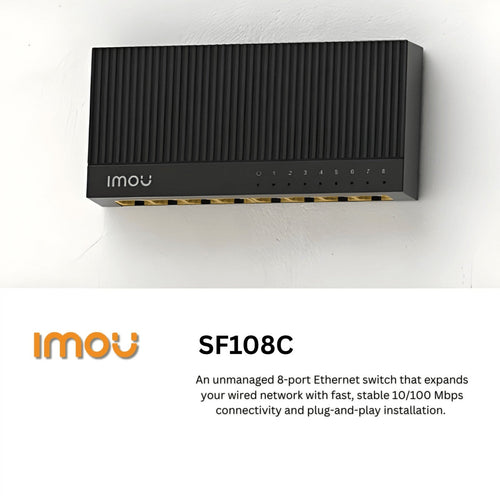 IMOU 8-Port Fast Ethernet Switch 10/100Mbps | Plug & Play for IP Cameras & Smart Devices | SF108C